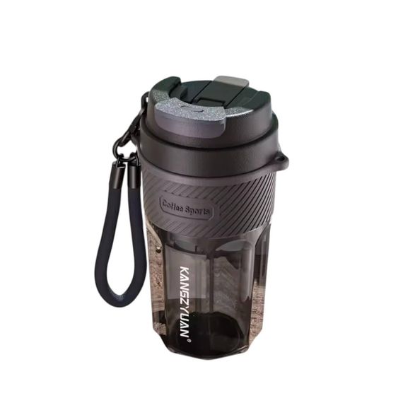 Термокружка KANGZYUAN 550 мл — Чорна, з екологічного Трітану (BPA-free) для гарячих та холодних напоїв | Зображення 5