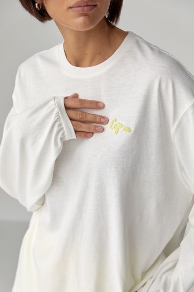 Лонг вільного фасону з написом - білий цвет, ONE SIZE (є розміри) | Зображення 3