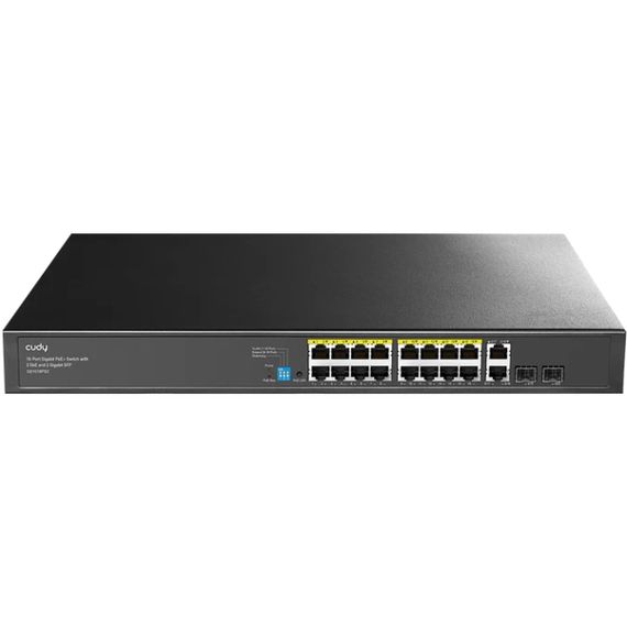Комутатор Cudy GS1018PS2, 16-Port Gigabit PoE+ Switch with 2 Uplink Gigabit Ports and 2 Gigabit SFP | Зображення 1
