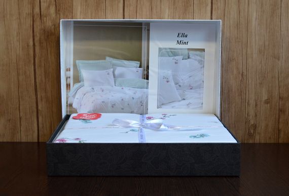 Комплект постільної білизни Cotton Box Brode Saten 200×220 Ella Mint | Зображення 3