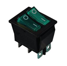 Переключатель KCD2-2101N G+G/B 220V 2 клавиши зленые с подсветкой Ny95500812