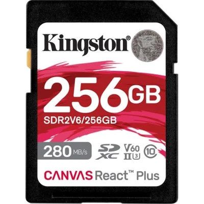Карта памяти Kingston 256GB SDXC class 10 UHS-II U3 Canvas React Plus (SDR2V6/256GB)
