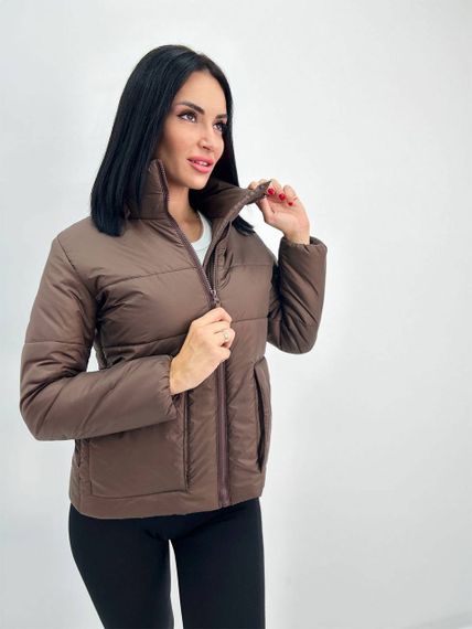 Женская демисезонная куртка короткая утепленная GF01219 цвет коричневый, размер 42/44 | Зображення 1