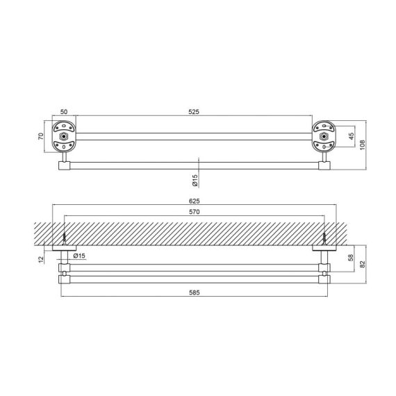 Держатель для полотенца Lidz Oreo 0102 двойной LDORE0102CRM22082 Chrome | Зображення 1