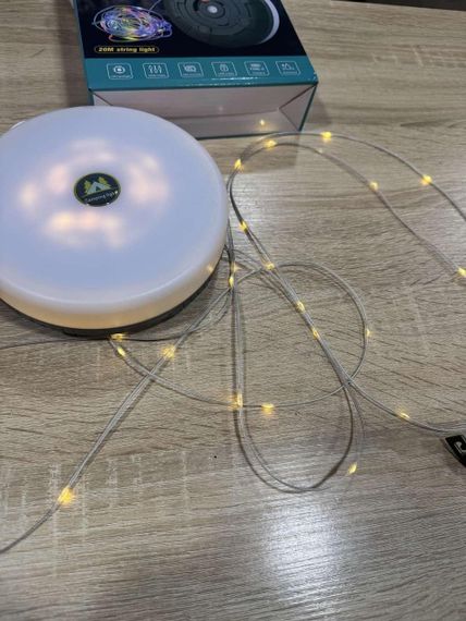 Акумуляторний ліхтар з гірляндою, USB та магнітним кріпленням / Підвісний ліхтар для кемпінгу 20м | Зображення 1