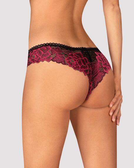 Мереживні трусики Obsessive Rosenty Малинові XL/2XL | Зображення 1