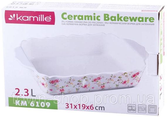 Форма для запекания Kamille Mirlinda 30.5х19х6см керамическая KM-6109 | Зображення 2
