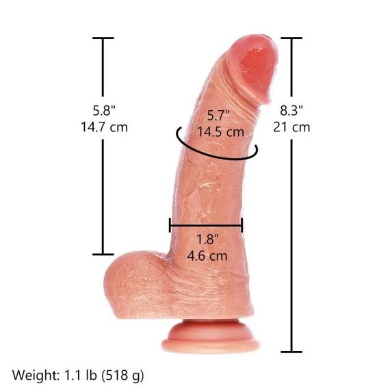Фалоімітатор для секс-машин Hismith 8.25" Dual-density dildo with veins, система KlicLok Sex Aura | Зображення 4