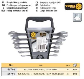 Набор ключей рожковых Польша М6-22 мм 8 штук VOREL-51741