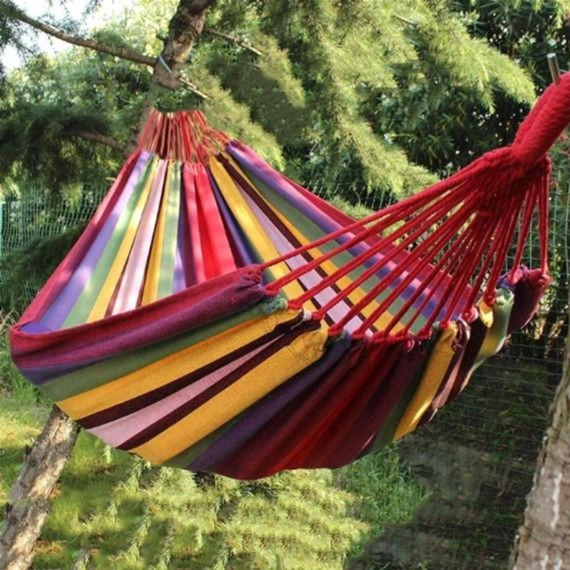 Бавовняний двомісний гамак, Різнобарвний міцний гамак 150 x 200 см   знижка | Зображення 2