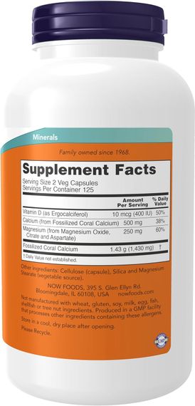 Коралловый кальций NOW Foods Coral Calcium Plus 250 caps | Зображення 1