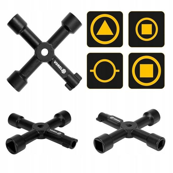 Ключ сервисного шкафа мастерской 4 вида 72х72 мм VOREL-78477 | Зображення 1