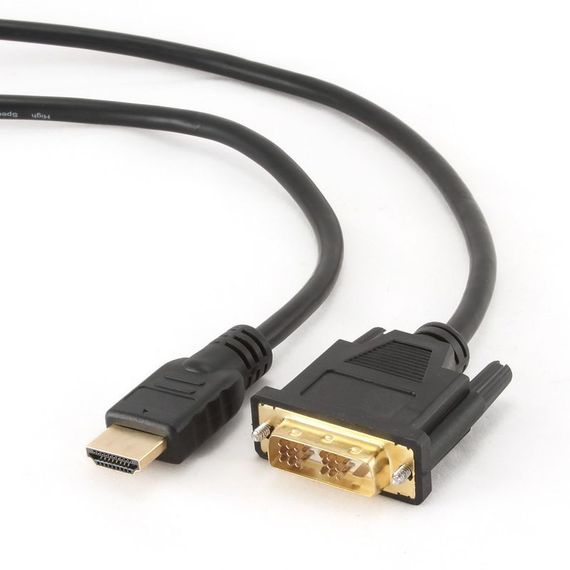 Кабель Cablexpert CC-HDMI-DVI-0.5M, HDMI-DVI папа/DVI папа, позолочені коннектори, 0,5 м | Зображення 1