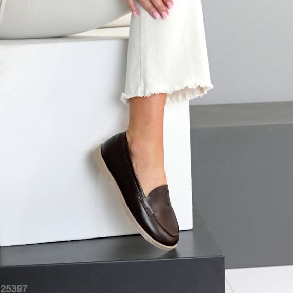 Зручні шоколадні туфлі лофери натуральна шкіра в асортименті | Зображення 8