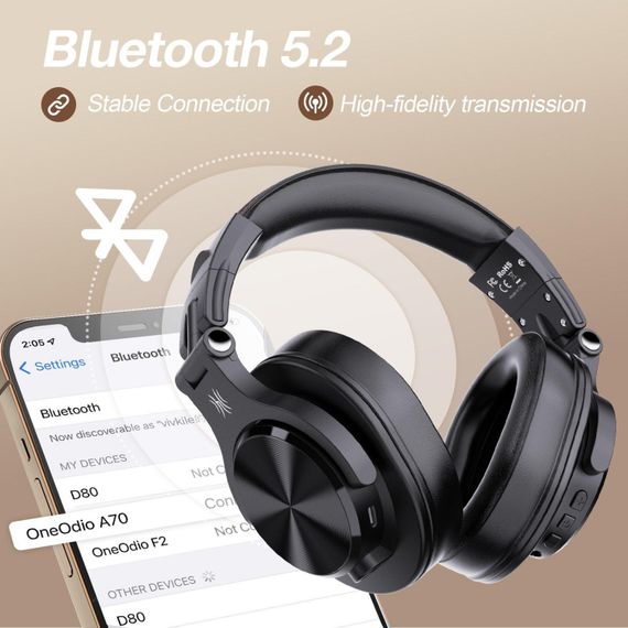 Гарнітура OneOdio Fusion A70, Bluetooth+3,5мм/6,35мм, Black | Зображення 6