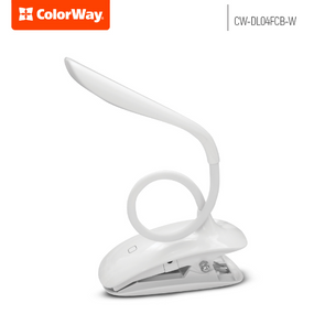 Лампа настільна LED з вбудованим акумулятором білий Flexible & Clip ColorWay