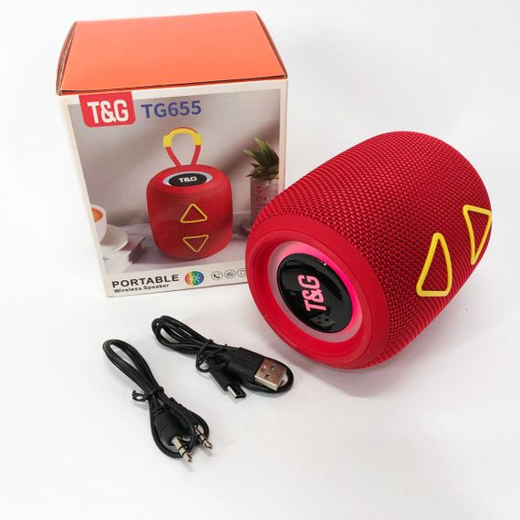 Портативна колонка TG655 5W з RGB підсвічуванням та ремінцем, бездротова колонка потужна. Колір: червоний | Зображення 3
