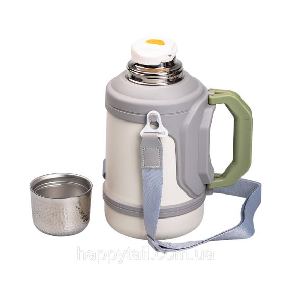 Термос Vacuum Cup 1.5 літра з ремінцем і складною ручкою білий HP-14-21W | Зображення 6