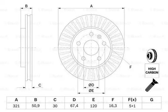 Диск гальмівний CHEVROLET MALIBU, SAAB 9-5, BOSCH (0986479544) | Зображення 4