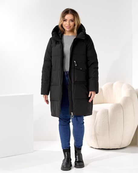 Чорна батальна куртка на зиму з накладною кишенею для телефону | Зображення 5