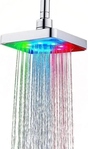 Лійка насадка для душу з LED підсвічуванням RGB світлодіодна, квадратна 150 мм LED Shower head | Зображення 2
