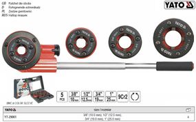 Набор клуппов трубных YATO Польша плашки резьбонарезной 3/8",1/2",3/4",1" 5 штук YT-29001