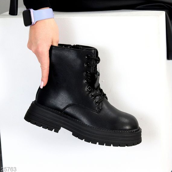 Повсякденні чорні зимові черевики берці натуральна шкіра доступна ціна | Зображення 1