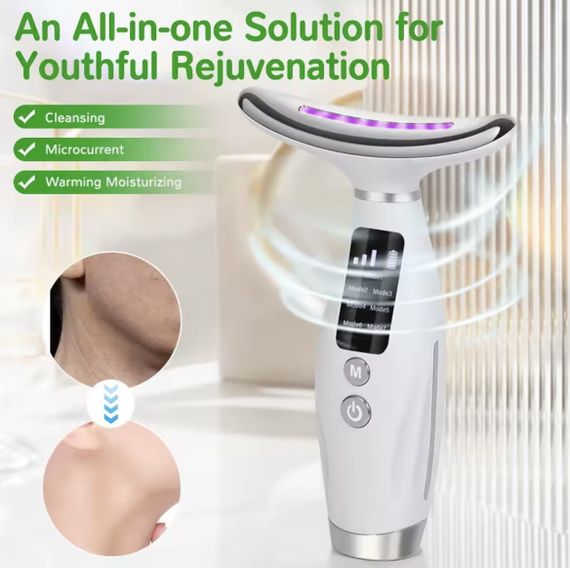7в1 LED Масажер для шиї та обличчя з підігрівом NeckLift Pro — Антивіковий ліфтинг + 7 кольорів світлотерапії | Зображення 6