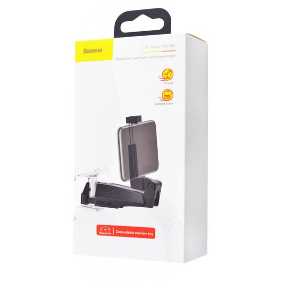 Автодержатель Baseus Backseat Vehicle Phone Hook, + крюк-вешалка (SUHZ-A01) black | Зображення 4