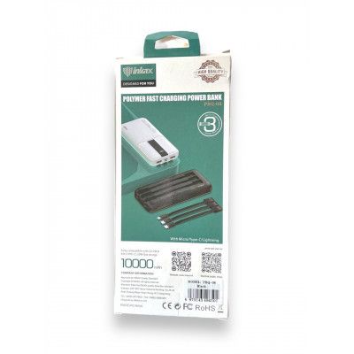 POWER BANK INKAX PBQ-08 на 10000 mAh (22,5W) зі швидким заряджанням + 3шнура та циферблатом (2 виходи) | Зображення 4