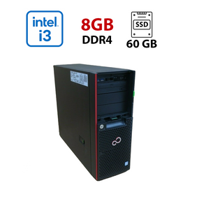 Сервер Fujitsu PRIMERGY TX1330 M2 Full Tower / Intel Core i3-6100 (2 (4) ядра по 3.7 GHz) / 8 GB DDR4 / 60 GB SSD / Matrox G200e ServerEngines б/у