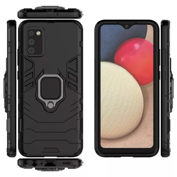 Ударопрочный чехол Transformer Ring for Magnet для Samsung Galaxy A02s Black | Зображення 2