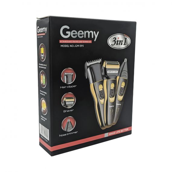 Електробритва сіткова і тріммер для бороди GEMEI / Geemy GM-595 з акумулятором. Колір: золотий | Зображення 1
