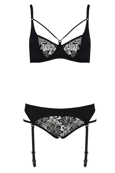 Комплект білизни Passion PAULINE SET Чорний L/XL