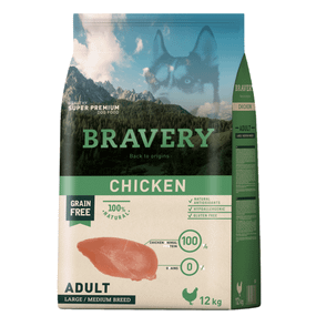 Корм Bravery Adult Large & Medium Chicken сухой с курицей для взрослых собак средних и крупных пород 12 кг