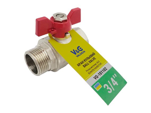 Кран кульовий Valogin Optima 3/4" ВЗ червоний метелик VG-101102 1/21 шт | Зображення 1
