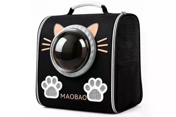 Рюкзак-переноска S-cat1 для котів 36×24×40 см чорний • Рюкзак для котів S-cat1 з прозорим вікном і вентиляцією 36×24×40 см | Зображення 1