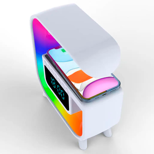 Акумуляторний RGB нічник G30, годинник, бездротова зарядка, Bluetooth колонка | Зображення 2