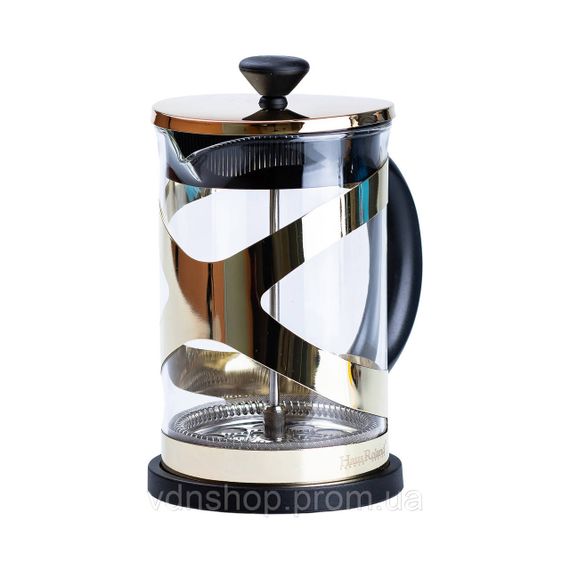 Чайник прозрачный заварочный с френч прессом 800 мл Золотой HP33540PGL | Зображення 1