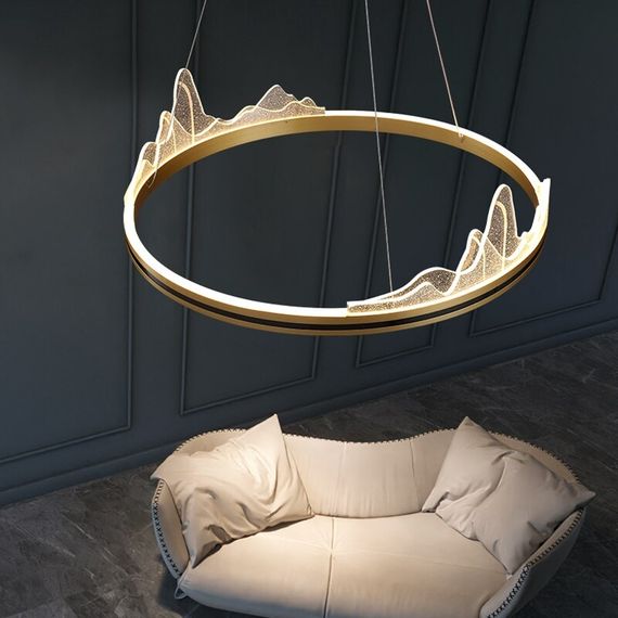 Люстра світлодіодна підвісна LED світильник для квартири на стелю лед 26898 Латунь 35-150х50х50 см. | Зображення 3