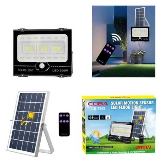 Фонарь уличный с солнечной панелью и датчиком движения 200 Вт COBA CB-T305