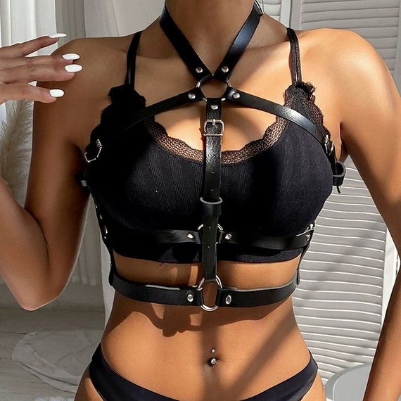 Портупея шкіряна Star Night Leather Chest Harness Straps чорний