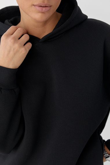 Тепле однотонне худі - чорний цвет, L (є розміри) | Зображення 3