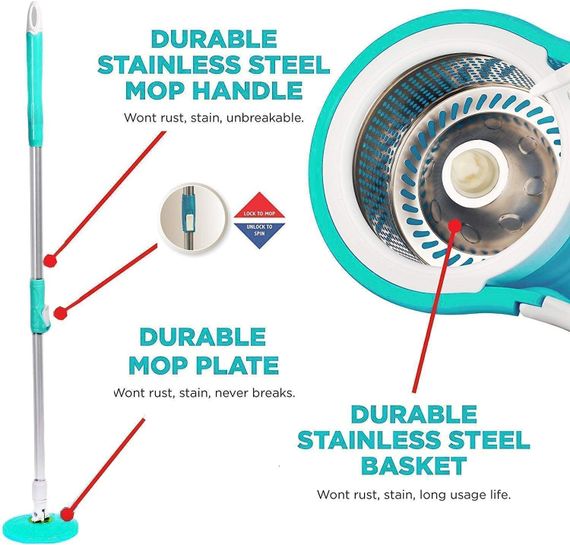 Швабра с ведром вращающаяся на 360° Rotary Mop Wash X ∙ Турбо-швабра 360° Rotary Mop Wash X с отжимом | Зображення 1