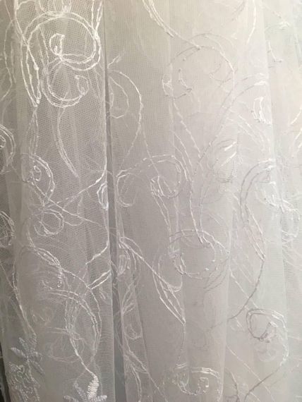 Короткий белый тюль занавеска фатин с люрексом, для дачи, кухни, коридора, на балкон, в спальню | Зображення 4