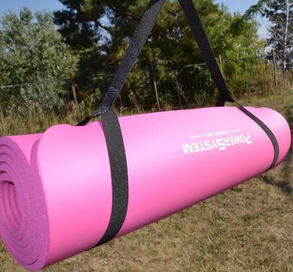 Килимок для йоги та фітнесу Power System PS-4017 NBR Fitness Yoga Mat Plus Pink (180х61х1) (PS-4017_Pink) | Зображення 4