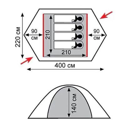 Палатка Tramp Rock 4 V2 Green (UTRT-029-green) | Зображення 6