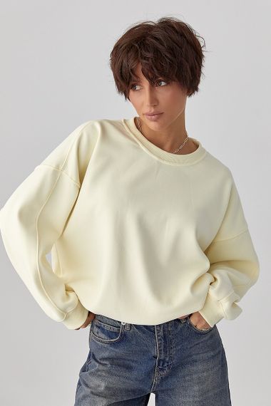 Однотонний світшот з плюшевим начісом - лимонний цвет, ONE SIZE (є розміри)