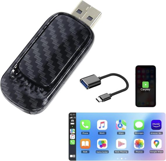 Беспроводной адаптер CarPlay для Apple iOS 12+ для авто 2017-2024г, преобразование ведущего Карплея, Bluetooth