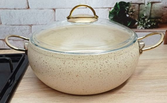 Кастрюля O.M.S. Collection 3141 с гранитным покрытием с крышкой 18 см 2 л Слоновая кость (Турция) | Зображення 1